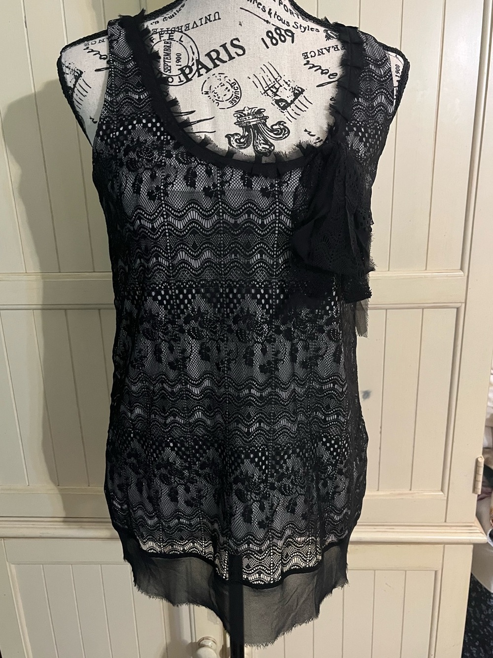 CAbi Emily Lace Overlay Scoop Neck Sleeveless Blouse - Picture 5 of 12
